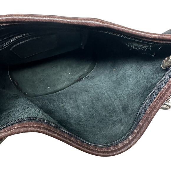 Brighton Bucket Bag Vintage Large Crossbody Pebbled Leather Black Brown‎ - Picture 9 of 11